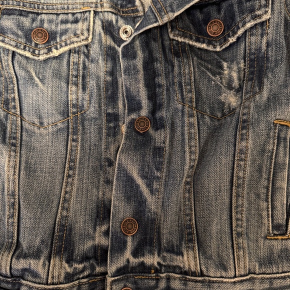 boy blue denim jacket brand old navy size extra small button down pocket all - Picture 3 of 7